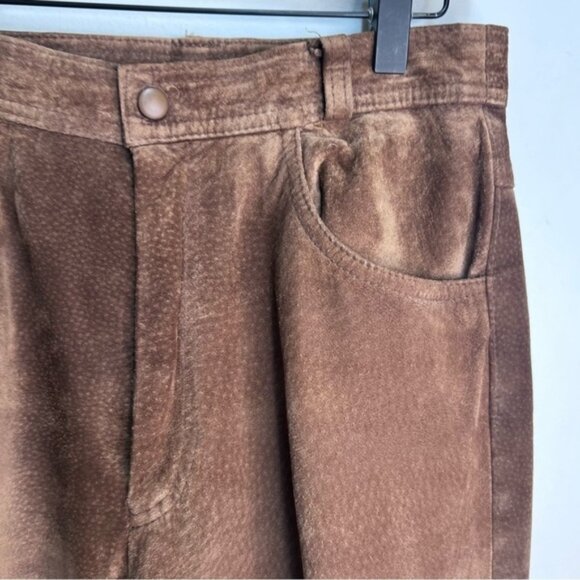 Danier Brown Suede Leather Straight Leg Pants Size 8 - Picture 6 of 16